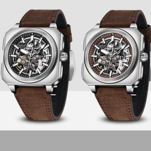 Montre de luxe mécanique automatique pour homme PAGANI Design 1791, cadran squelette carré, bracelet en cuir, acier inoxydable, verre saphir - Product Image 3
