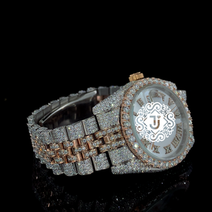 Reloj de pulsera mecánico de acero inoxidable de primera calidad con números romanos, diseño brillante, unisex, informal, para fiesta, JXSP60 - Product Image 4