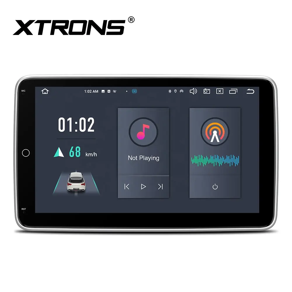 XTRONS 10.1" Rotatable QLED Car Screen Android Universal Single Din Car Stereo Carplay Android Auto 4G LTE Car Radio