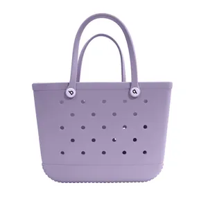 2023厂家批发高品质手柄紫色大橡胶吊带硅胶袋女士女小粉色手提袋