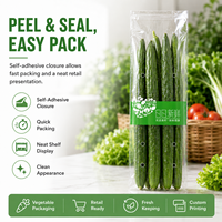 Sacs d'emballage pour produits frais de qualité alimentaire, personnalisables avec logo, en BOPP cellophane auto-adhésifs pour légumes