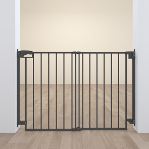 Nouvel arrivage Barrière de sécurité blanche extra large rétractable pour animaux de compagnie et bébés, avec double verrouillage, en acier, pour les toilettes et la cuisine - Product Image 1