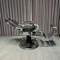 Fauteuil de Barbier Rétro Personnalisable avec Relevage Hydraulique, Fauteuil de Salon Inclinable et Pivotant pour la Coiffure et le Rasage Masculin