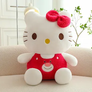 Boneca criativa de pelúcia Hello Kt para crianças, urso de morango e gato, brinquedo de pelúcia