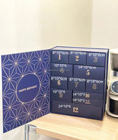 Emballage cadeau avec logo personnalisé calendrier de maquillage en chocolat 12 jours boîtes d'emballage vides en carton/papier pour bricolage bijoux montres de noël