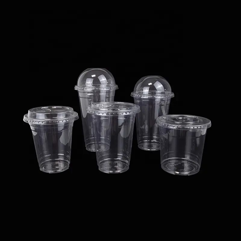 Atacado Descartável Limpar PET Copos De Bebidas De Plástico 12 14 16 18 20 22 24 32 OZ Copo Beber Transparente Com Tampas