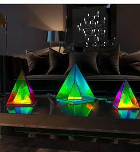 Lámpara de mesa LED acrílica personalizada de estilo moderno, Lámpara decorativa de cubo de Rubik de pirámide de cerámica, función Flexible para sala de estar y dormitorio - Product Image 3