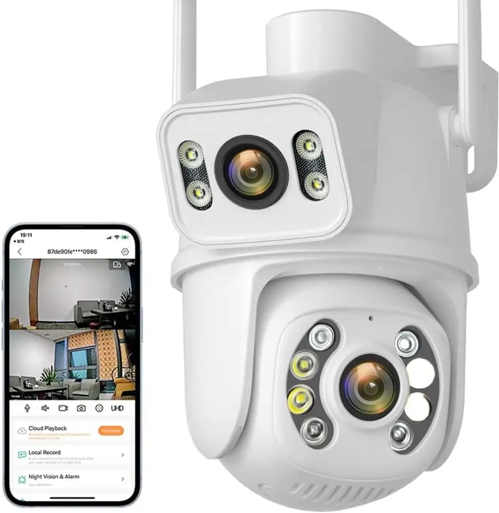 Ikevision ICSEE 6MP Cámara Domo PTZ inalámbrica Lente dual Alarma de movimiento Seguridad CCTV Cámara de vigilancia de visión nocturna colorida