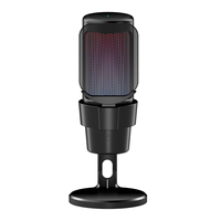 Microphone à condensateur USB RGB avec filtre anti-pop intégré, bouton de sourdine, prise casque, support de bureau pour PC, streaming, jeux, enregistrement de podcasts