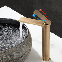 Robinet de lavabo moderne à poignée unique, haut, pour eau chaude et froide, facile à installer, pour salle de bain