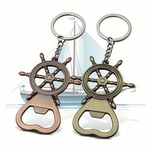 Colgante de timón, regalo pequeño para club de navegación, llavero metálico multifuncional personalizado con abridor de botellas - Product Image 2