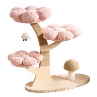 Arbre à chat de luxe personnalisable avec design floral, en bois et sisal écologiques, résistant à l'usure et aux rayures, produit pour animaux de compagnie