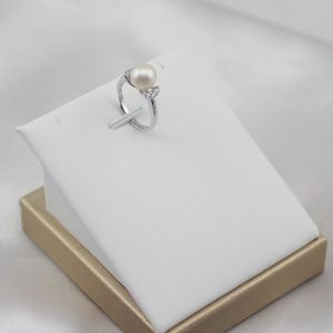 Bague en argent S925 réglable avec perle noire d'eau de mer ronde à haute brillance de 9-10 mm - Product Image 3