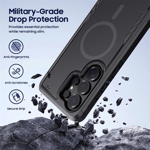 Étui de téléphone portable de luxe 2-en-1 hybride TPU PC noir antichoc magnétique mat avec charge sans fil pour S26 Ultra - Product Image 5