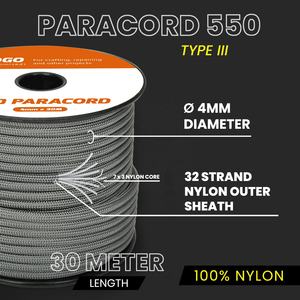 Op maat gemaakte paracord productie 2-5mm nylon/polyester touw 1-11 strengen type III 2mm 3mm 4mm paracord 550 - Product Image 3