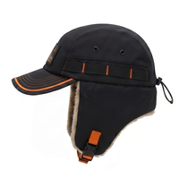 Casquette de baseball d'hiver coupe-vent avec cache-oreilles, doublure polaire, pour ski et chasse, bonnet trapper à boucle réglable, logo personnalisé pour homme, idéal pour les activités de plein air