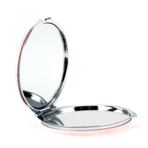Miroir de poche compact rond de 6 cm en cuir PU à motif floral, style vintage Parisien, avec cadre métallique argenté, double face HD, pour maquillage, vente en gros - Product Image 2