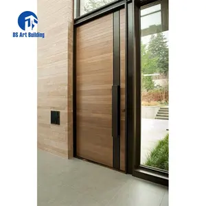 DS Wooden Swing Pivot Mahogany Wood Entry Door With Sidelites For Luxury Villa