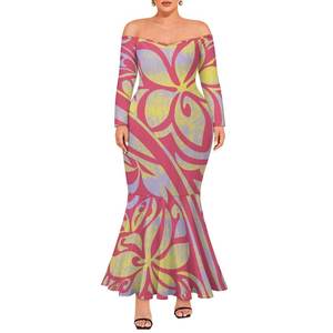 Polynesian Elei <strong>Tribal</strong> Tie-dyeing Design Custom <strong>Dance</strong> Party Fashion Trendy Casual Sexy Long Sleeve Woman Fishtail <strong>Dress</strong> - Product Image 2