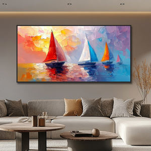 <span class=keywords><strong>Peinture</strong></span> à l'huile abstraite moderne faite à la main, paysage marin, bateaux, art mural 3D, décoration - Product Image 2