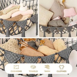 Hamac de rangement mural triangulaire ajustable en macramé style bohème pour poupées en peluche - Vente en gros - Product Image 6