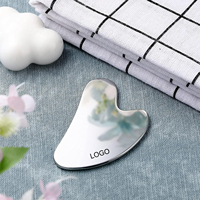 Outil de massage en acier inoxydable avec logo personnalisé, grattoir Gua Sha pour drainage lymphatique, outil facial pour sculpter le visage, réduire le double menton et remodeler la mâchoire