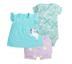 Meilleurs prix, ensemble <span class=keywords><strong>de</strong></span> vêtements pour bébé fille nouveau-né, haut à volants, short, body à manches courtes, 3 pièces, 100% coton - Product Image 5