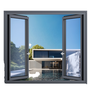 Ventana Francesa <span class=keywords><strong>Grande</strong></span> de Aluminio, Ventanas Abatibles de Cristal, Ventanas Abatibles Grandes con Paneles Fijos y <span class=keywords><strong>Mosquitera</strong></span> - Product Image 1