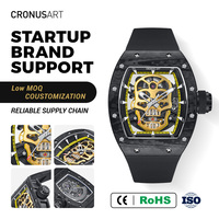 Montre en forme de tonneau en édition limitée Montre mécanique à remontage manuel en fibre de carbone Montre pour homme