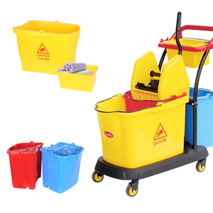 <span class=keywords><strong>Chariot</strong></span> essoreur à serpillères professionnel <span class=keywords><strong>avec</strong></span> double seau en plastique PP, <span class=keywords><strong>chariot</strong></span> <span class=keywords><strong>de</strong></span> nettoyage à pression par le bas <span class=keywords><strong>avec</strong></span> roues, seaux en plastique - Product Image 2