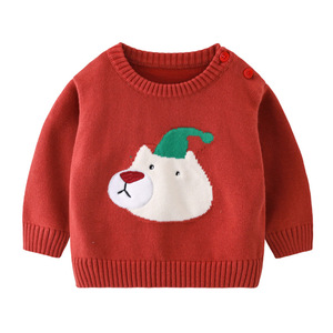Winter Cotton Embroidered Button Closure Custom Soft Breathable Anti-Pilling Long Sleeve Knitted Newborn Baby <b>Pullover</b> <b>Sweater</b> - Product Image 2