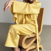 Vêtements en lin de haute qualité pour femmes, 100% coton et lin mélangés, chemise ample à rayures et pantalon droit, ensemble 2 pièces