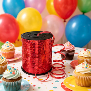 Party Love Red Shiny Ribbon 500m Party Decorations For Elegant Decor for Special Occasions - Product Image 5