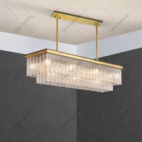 Lustre rectangulaire en cristal de restaurant lustre suspendu en cristal pour la maison salon cuisine éclairage luminaire en cristal