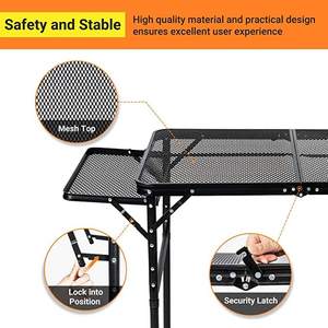 <span class=keywords><strong>Camping</strong></span> en plein air <span class=keywords><strong>Table</strong></span> de gril pliante Portable léger en métal support de gril fer maille <span class=keywords><strong>Table</strong></span> pliante <span class=keywords><strong>hauteur</strong></span> réglable - Product Image 5