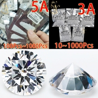 1000 teile/beutel 1mm 1,5mm 2mm 3mm Kleine Größe Großhandel Synthetischer Diamant Edelstein 3A Weiß Rund Lose CZ Stein Zirkonia Stein