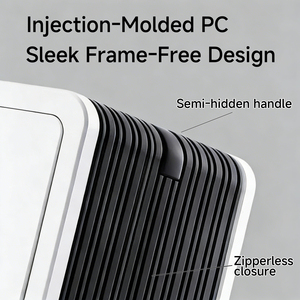 Hidden Handle Business <strong>Suitcase</strong> No-Zipper Design Front Opening Laptop Compartment 20-inch PC <strong>Hard</strong> <strong>Shell</strong> Carry on with USB Port - Product Image 2