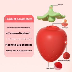 Nuevo Vibrador Pequeño con Forma de Fresa, con Cubierta Antipolvo, Forma Oculta, Resistente al Agua IPX7, de Silicona - Product Image 2