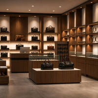 Vitrine en bois sur mesure de style rétro classique pour montres, sacs en cuir et ceintures, présentoir de comptoir haut de gamme pour boutique