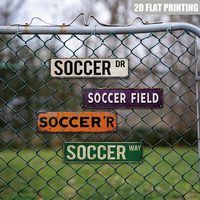 Letrero Metálico Largo Plano de Fútbol con Impresión 2D, Decoración de Pared con Tipografía Deportiva Retro para Patio Trasero, Campo, Gimnasio, Sala de Deportes