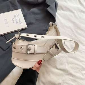 Leather Shoulder <b>Bag</b> with Metal Buckle <b>Underarm</b> Handbag - Product Image 3