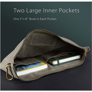 Oil-waxed canvas zippered storage <b>bag</b>, camping notebook and miscellaneous items storage <b>bag</b>, waterproof envelope and <b>document</b> - Product Image 4