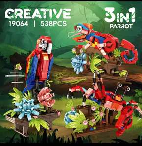 Woma Creative Ensemble de blocs de construction 3-en-1 Papagein, <span class=keywords><strong>Caméléon</strong></span>, Crabe Fidéle - Monde Animalier - Product Image 4