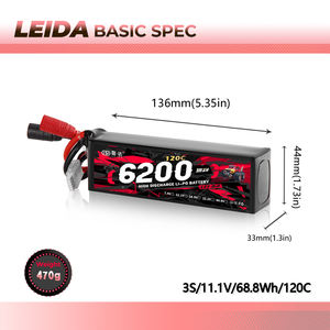 LEIDA LD02 4S 14.8V 120C 6200mAh 리튬 폴리머 배터리 (FPV 쿼드콥터, 드론, 비행기, RC 자동차, 트럭 및 보트용) - Product Image 4