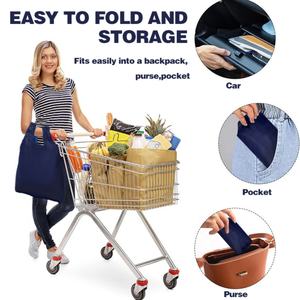 Sac de courses pliable personnalisé en tissu nylon réutilisable, biodégradable, avec logo, motif lettres et longue corde à bandoulière - Product Image 4