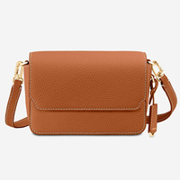Sac à bandoulière portable pour femme en cuir véritable durable avec protection RFID, fermeture à rabat et sangle amovible