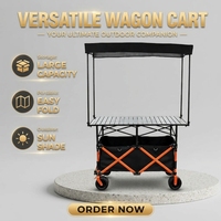 Chariot de marché/camping pliable à quatre roues avec logo personnalisé OEM, multicolore, plateau de table 72x167cm, plusieurs tailles disponibles