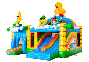 Château gonflable à thème tropical, <span class=keywords><strong>toboggan</strong></span> et <span class=keywords><strong>piscine</strong></span> aquatique combinés, bâche en PVC de 0,55 mm pour la location <span class=keywords><strong>d</strong></span>'événements pour enfants OEM ODM - Product Image 2
