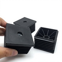 Embouts de pieds de chaise filetés M8 de haute qualité, en plastique noir carré, embouts de roulettes, bouchons d'extrémité de chaise, embouts de pieds de meubles