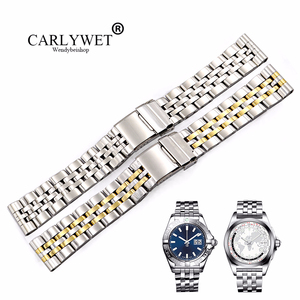 Correa de Reloj de Lujo de Acero Inoxidable Plateado de 22 mm y 24 mm, Correa de Repuesto de Dos Tonos Dorados para Reloj <span class=keywords><strong>Breitling</strong></span> - Product Image 1